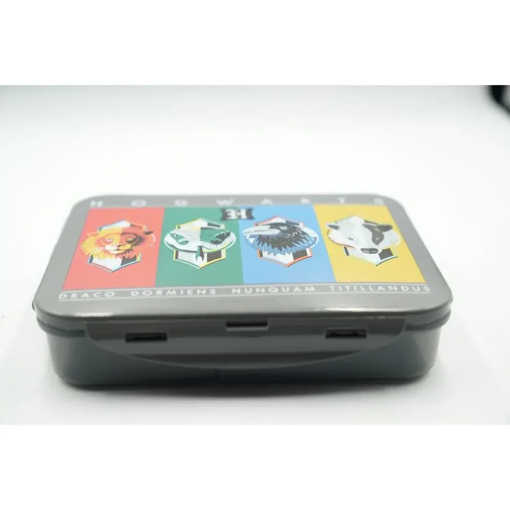 Zak Designs Harry Potter Hogwarts Bento Lunch Box Gray 4-Compartment‎ Used